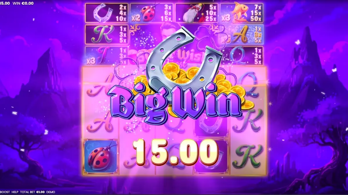 Tampilan visual slot Super Wish Boost dengan tema fantasi dan simbol keberuntungan