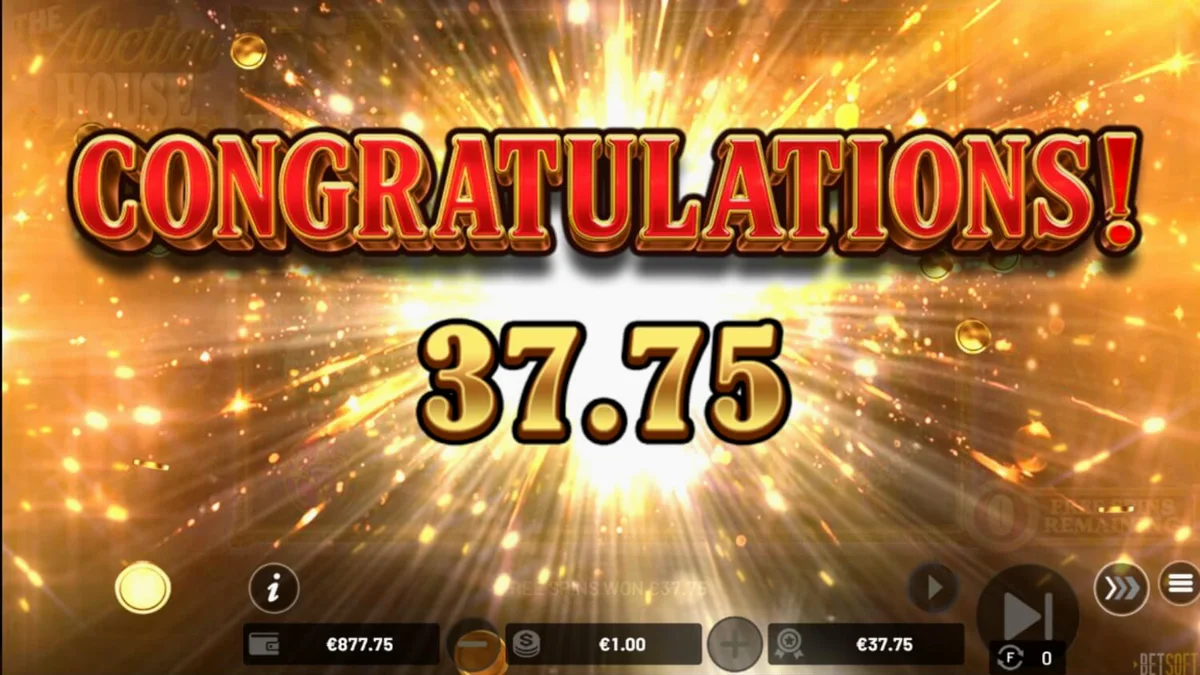 Tampilan visual mewah dari slot The Auction House dengan tema pelelangan barang antik.