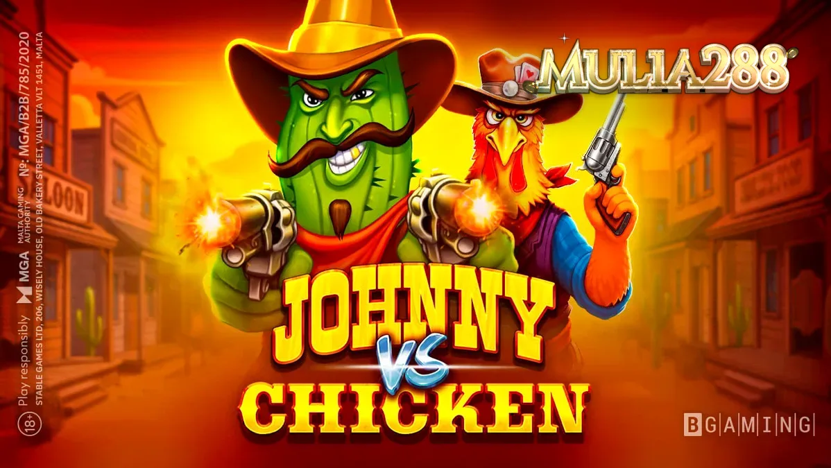 Tampilan visual slot Johnny vs Chicken dengan tema Wild West